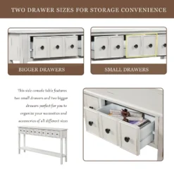 60"L Rustic Console Table With Two Different Size Drawers And Bottom Shelf-ModernLuxe -Baxton Studio Shop GUEST 6cfbd877 1519 4194 a736 07fbe8792b9d