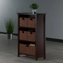 42.99" 6pc Milan Storage Shelf With Baskets Walnut - Winsome -Baxton Studio Shop GUEST 6d30dba6 1d1a 4609 aa8e b78f10961346