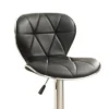 Set Of 2 Leather Upholstered Barstool With Gas Lift Black/Silver - Benzara