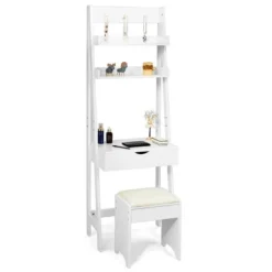 Costway Vanity Set Makeup Dressing Table W/Flip Top Mirror Hooks Shelves -Baxton Studio Shop GUEST 6d9e8689 48ba 491f 8862 465bcdad91ab