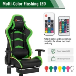 Costway Massage LED Gaming Chair Reclining Racing Chair W/Lumbar Support&Footrest RedBlue -Baxton Studio Shop GUEST 6dc1bf3a 74d1 4cf0 913e 44efd3511f3b