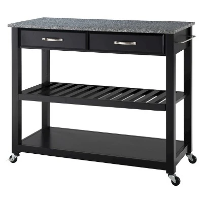 Solid Granite Top Kitchen Cart/Island With Optional Stool Storage - Crosley 7 Solid Granite Top Kitchen Cart/Island With Optional Stool Storage - Crosley - Image 7