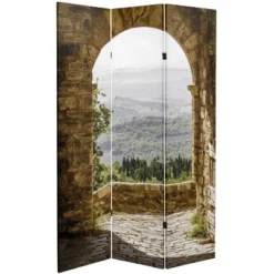 6" Double Sided European Village Canvas Room Divider Green - Oriental Furniture -Baxton Studio Shop GUEST 6efe9184 8d7b 48c9 8c47 33ef5a1a5344