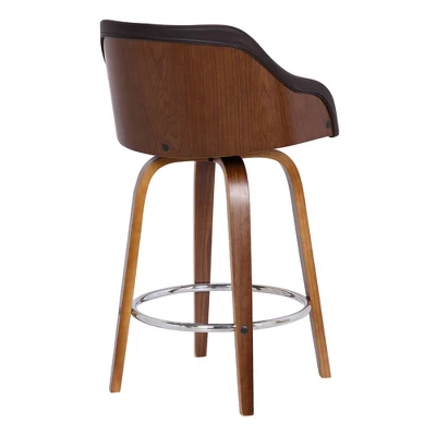 30" Alec Bar Height Swivel Barstool Walnut/Brown - Armen Living 3 30" Alec Bar Height Swivel Barstool Walnut/Brown - Armen Living - Image 3