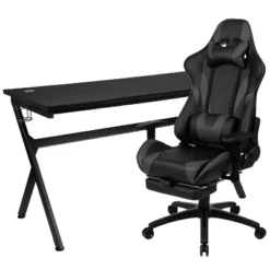Flash Furniture Gaming Desk And Footrest Reclining Gaming Chair Set - Cup Holder/Headphone Hook/Removable Mouse Pad Top/Wire Management -Baxton Studio Shop GUEST 6f5a5a4b 24c5 4368 b0e3 921e8b3e9038