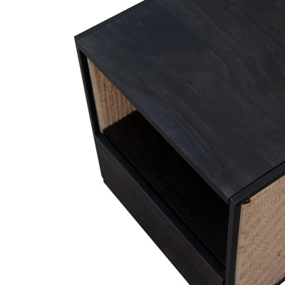 21" Handcrafted Acacia Wood Nightstand Brown/Black - The Urban Port 4 21" Handcrafted Acacia Wood Nightstand Brown/Black - The Urban Port - Image 4