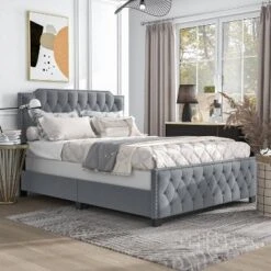 Amando Button Tufted Upholstered Bed - HOMES: Inside + Out -Baxton Studio Shop GUEST 6f875f3c a1bc 4f82 bdfd c1d83410da6e