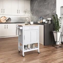 Sage Wood Kitchen Cart White - CorLiving
