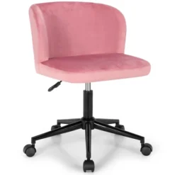 Costway Velvet Home Office Leisure Vanity Chair Armless Adjustable Swivel PinkBlue -Baxton Studio Shop GUEST 7052f1cc cefe 4717 a740 2624a417d7c0