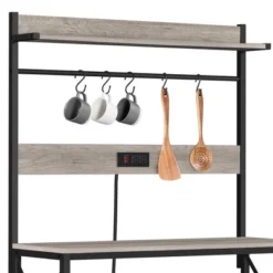 Yaheetech 63″ H Kitchen Baker’s Racks With 2 AC Outlets, 4-Tier Microwave Oven Stand -Baxton Studio Shop GUEST 715ced1f 3b3a 46fb acc4 d9ef17557573