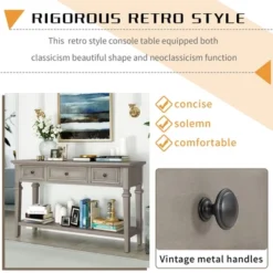 Retro Console Table With Drawers And Shelf-ModernLuxe -Baxton Studio Shop GUEST 718705b9 6e1b 4b06 a19f f19924c005f8