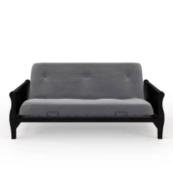 Full Chester Wood Arm Futon Frame With 8" Polyester Mattress - Room & Joy -Baxton Studio Shop GUEST 718ca4ef 5e5e 4f05 9820 f8ad2acbf17b