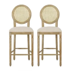2pc Epworth French Country Wooden Barstools With Upholstered Seating - Christopher Knight Home -Baxton Studio Shop GUEST 719e2a65 fa4d 4397 aa88 d0ba93cc6959