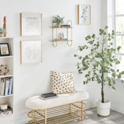 20" 2 Tier Warm Metal Hanging Bracket Wall Mounted Shelf Gold - Danya B. 13 20" 2 Tier Warm Metal Hanging Bracket Wall Mounted Shelf Gold - Danya B. -Baxton Studio Shop GUEST 71d9866b 148f 452c 9678 5feb38e880de