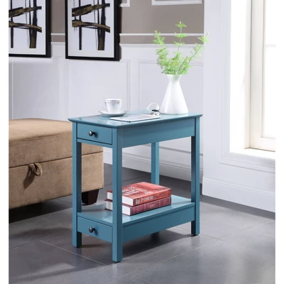 Byzad Side Table With USB Charging Dock Teal - Acme Furniture 4 Byzad Side Table With USB Charging Dock Teal - Acme Furniture - Image 4