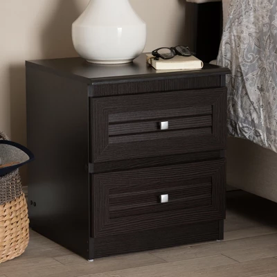 Carine Modern And Contemporary Finished 2 Drawer Nightstand Dark Brown - Baxton Studio 6 Carine Modern And Contemporary Finished 2 Drawer Nightstand Dark Brown - Baxton Studio - Image 6