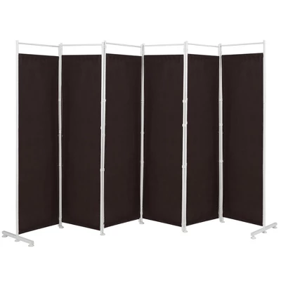 Costway 6-Panel Room Divider Folding Privacy Screen W/Steel Frame Decoration BrownBlack 10 Costway 6-Panel Room Divider Folding Privacy Screen W/Steel Frame Decoration BrownBlack - Image 10