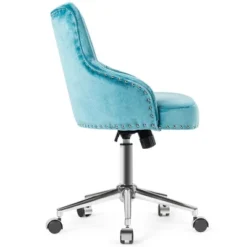 Costway Velvet Office Chair Upholstered Swivel Computer Task Chair Turquoise -Baxton Studio Shop GUEST 7260fe67 88bd 4d50 be18 7feb7d836f71