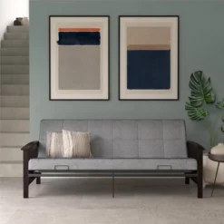 Full Brixen Wood Arm Metal Futon Frame With 6" Mattress - Room & Joy -Baxton Studio Shop GUEST 728a0b52 d5de 4e9c a217 bc19a893411d