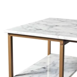 Marmo Breakfast Table Dining Set With Faux Marble Top Brass - Teamson Home -Baxton Studio Shop GUEST 72be2dcf 6c54 45aa af13 10799bd03c19