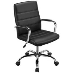 Yaheetech Mid-Back Office Chair With Arms 360° Swivel PU Leather Office Executive Chair -Baxton Studio Shop GUEST 72ec9274 f856 40f6 83c9 071be5d14ce6