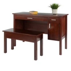 2pc Emmett Desk Set With Bench Walnut - Winsome -Baxton Studio Shop GUEST 731373a7 3247 49bd bf3b 4db76fbf7275
