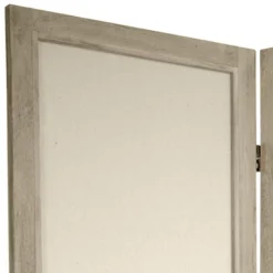 5 1/2 Ft. Tall Open Lattice Fabric Room Divider - Burnt Cream (3 Panels)