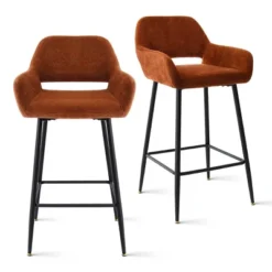 27" Bucket William Upholstery Upholstered Counter Height Stool (Set Of 2) -The Pop Maison -Baxton Studio Shop GUEST 73465ca0 9354 4465 9c43 6fa14ba8bc00