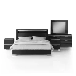 5pc Shorehaven Bedroom Set With 2 Nightstands Black/Chrome - MiBasics -Baxton Studio Shop GUEST 73674b9c 4962 4fa9 b9e0 45310873ffe5