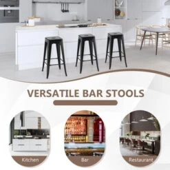Tangkula 30" Set Of 4 Stackable Backless Metal Bar Stools W/ Footrest For Kitchen -Baxton Studio Shop GUEST 736ab183 be8c 455b a20a 8a495c9e3cd1