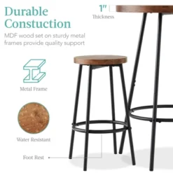 Best Choice Products 3-Piece Bistro Set, Modern Round Counter Height Dining Set W/ 2 Stools, Metal Frame -Baxton Studio Shop GUEST 73705f99 abcf 42e9 b7f4 397457027638
