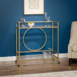 International Luxury Bar Cart Satin Gold/Clear Glass Finish - Sauder -Baxton Studio Shop GUEST 73ee5f3d c725 4679 a807 fd5b6105dbb3