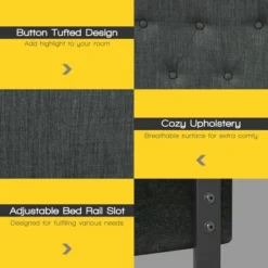 Costway Queen Upholstered Headboard Adjust Button Tufted Faux Linen -Baxton Studio Shop GUEST 74123576 6125 4622 9924 55b54f7930b3