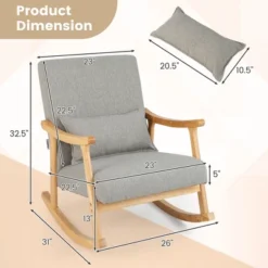 Costway Upholstered Rocking Chair With Pillow Rocking Armchair With Rubber Wood Frame Grey 17 Costway Upholstered Rocking Chair With Pillow Rocking Armchair With Rubber Wood Frame Grey -Baxton Studio Shop GUEST 74c9ef50 0adf 4668 9bd8 0851c3671c5a