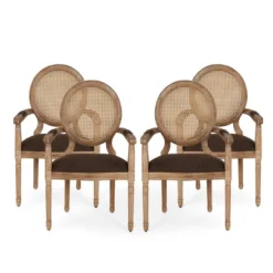 Set Of 4 Judith French Country Wood And Cane Upholstered Dining Chairs - Christopher Knight Home 22 Set Of 4 Judith French Country Wood And Cane Upholstered Dining Chairs - Christopher Knight Home -Baxton Studio Shop GUEST 75054989 225a 4f8f a74f 58e226fd4b38