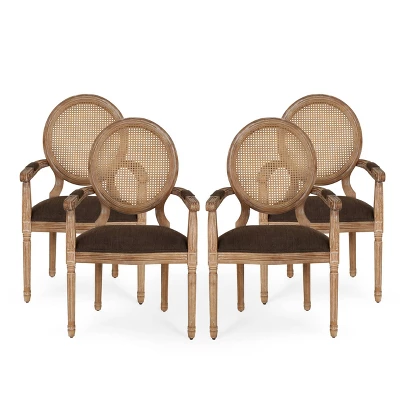 Set Of 4 Judith French Country Wood And Cane Upholstered Dining Chairs - Christopher Knight Home 11 Set Of 4 Judith French Country Wood And Cane Upholstered Dining Chairs - Christopher Knight Home - Image 11