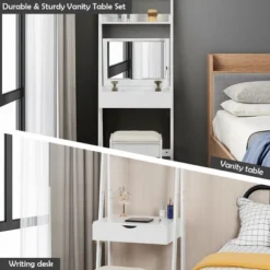 Costway Vanity Set Makeup Dressing Table W/Flip Top Mirror Hooks Shelves -Baxton Studio Shop GUEST 7522de92 5204 4115 a861 d0a589064aa7