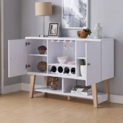 Sfax 4 Bottle Buffet Server White - MiBasics -Baxton Studio Shop GUEST 757b8b8d 3e7c 4552 82b5 a673febe11d0