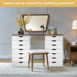 Costway 7 Drawer Chest Storage Dresser Floor Cabinet Organizer With Wheels White -Baxton Studio Shop GUEST 762d022a c2a2 4196 8d7d fb61e66cb980