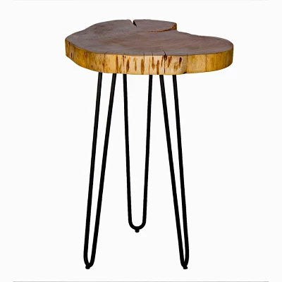 Alaterre Furniture Hairpin Live Edge Round End Table Metal And Wood Natural Brown 1 Alaterre Furniture Hairpin Live Edge Round End Table Metal And Wood Natural Brown