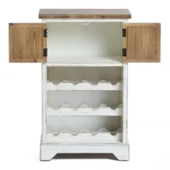 LuxenHome White And Natural Wood 2-Door Wine Cabinet 20 LuxenHome White And Natural Wood 2-Door Wine Cabinet -Baxton Studio Shop GUEST 77ae31a9 3548 4673 bb10 3c584aa88ac6