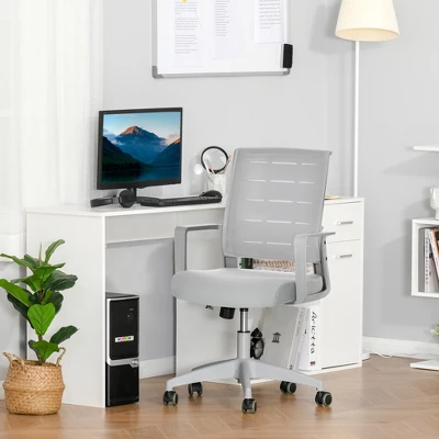 Vinsetto Mid-Back Home Office Chair, Task Computer Desk Chair With Lumbar Support And Adjustable Height, Gray 1 Vinsetto Mid-Back Home Office Chair, Task Computer Desk Chair With Lumbar Support And Adjustable Height, Gray
