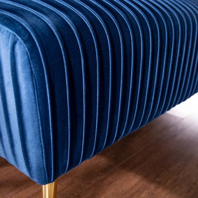 Tawver Contemporary Upholstered Bench Blue/Gold - Aiden Lane 3 Tawver Contemporary Upholstered Bench Blue/Gold - Aiden Lane - Image 3