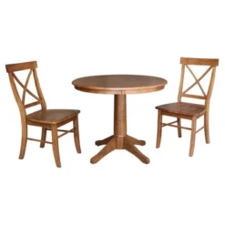 36" David Round Top Pedestal Table With 2 X Back Chairs - International Concepts -Baxton Studio Shop GUEST 7a3c649c 9270 4725 a5dc 8d616e61e482