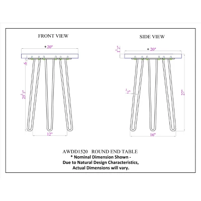 Alaterre Furniture Hairpin Live Edge Round End Table Metal And Wood Natural Brown 5 Alaterre Furniture Hairpin Live Edge Round End Table Metal And Wood Natural Brown - Image 5
