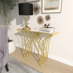 Metal And Mirror Art Deco Console Table Gold - Olivia & May -Baxton Studio Shop GUEST 7a649e24 0400 4ed1 8910 4fdd54e2ee5f