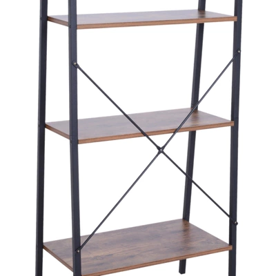 HOMCOM Industrial 4 Tier Ladder Shelf Bookshelf Vintage Storage Rack Plant Stand With Wood Metal Frame For Living Room Bathroom 4 HOMCOM Industrial 4 Tier Ladder Shelf Bookshelf Vintage Storage Rack Plant Stand With Wood Metal Frame For Living Room Bathroom - Image 4