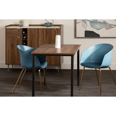 Set Of 2 Flam Dining Chairs With Gold Metal Legs - South Shore 1 Set Of 2 Flam Dining Chairs With Gold Metal Legs - South Shore