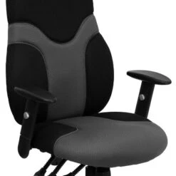 Emma And Oliver High Back Ergonomic Black/Gray Mesh Swivel Task Office Chair W/ Adjustable Arms -Baxton Studio Shop GUEST 7af25daa 6b65 47ac 8e2d ba8d1512c65c