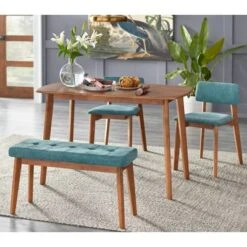 Nettie Mid-Century Modern Upholstered Bench Walnut/Teal - Buylateral 5 Nettie Mid-Century Modern Upholstered Bench Walnut/Teal - Buylateral -Baxton Studio Shop GUEST 7b14bbe5 4fde 4050 ac39 41cff05a3ebf